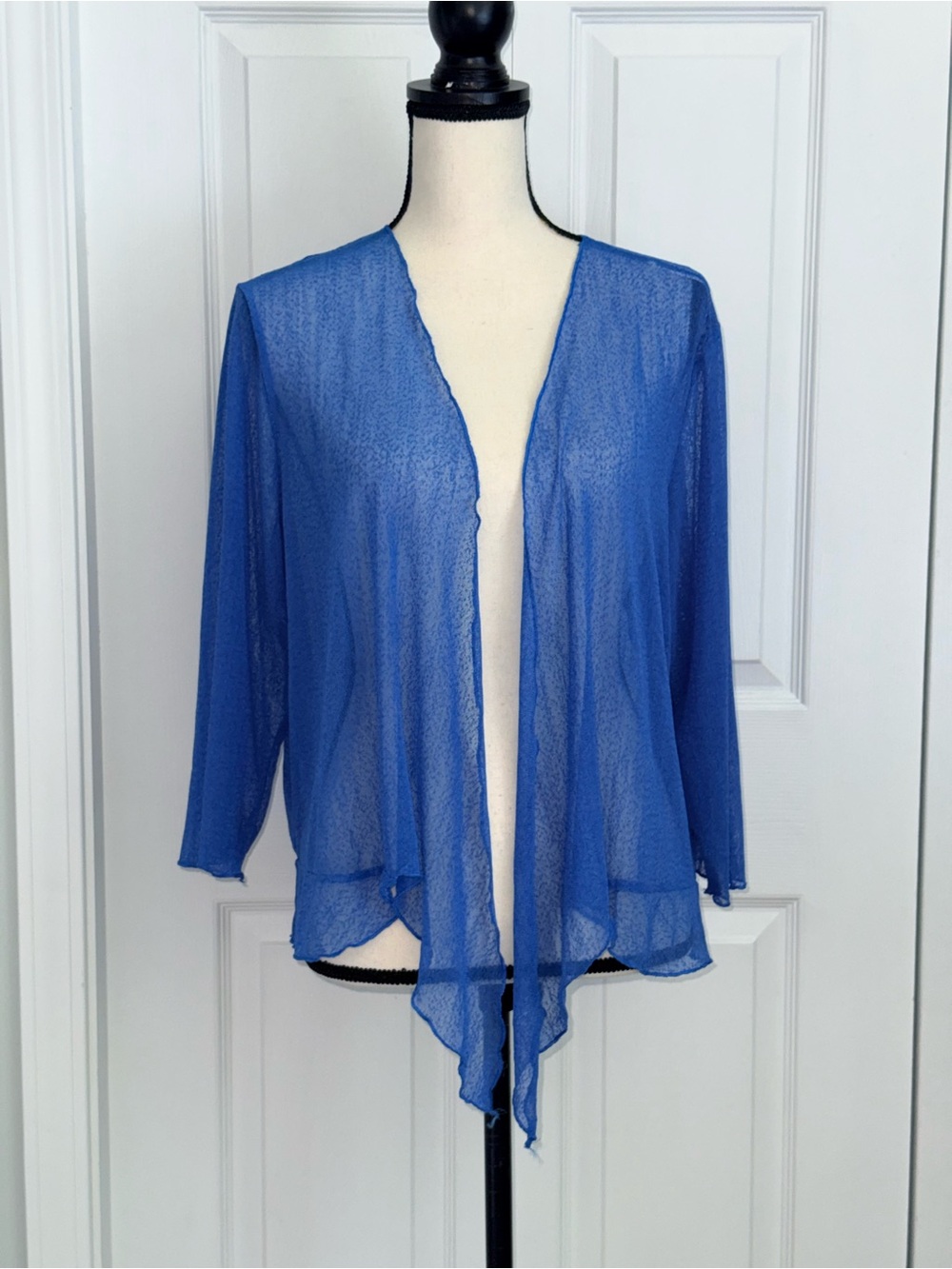 NWT Creation Royal Blue Sheer Mesh Open Front Cardigan Wrap Jacket 2XL⁠
